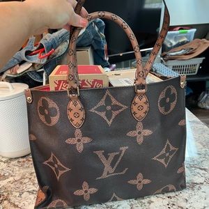 Brown and tan fashion tote